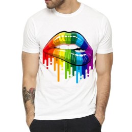 T-shirt Rainbow Lips Blanc S